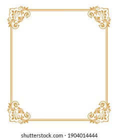 Decorative frame Elegant vector element for design in Eastern style, place for text. Floral golden border. Lace illustration for invitations and greeting cards.