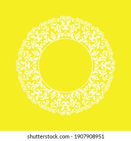 Decorative frame Elegant vector element for design in Eastern style, place for text. Floral yellow border. Lace illustration for invitations and greeting cards