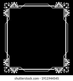 Decorative frame Elegant vector element for design in Eastern style, place for text. Floral white and black border. Lace illustration for invitations and greeting cards
