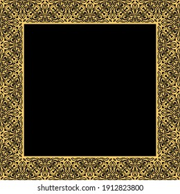 Decorative frame Elegant vector element for design in Eastern style, place for text. Floral golden border. Lace illustration for invitations and greeting cards.