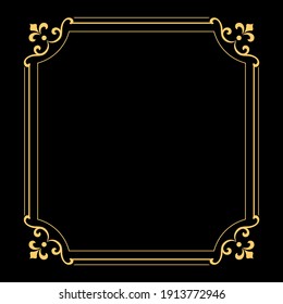 Decorative frame Elegant vector element for design in Eastern style, place for text. Floral golden border. Lace illustration for invitations and greeting cards.