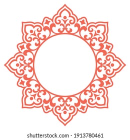 Decorative frame Elegant vector element for design in Eastern style, place for text. Floral pink border. Lace illustration for invitations and greeting cards