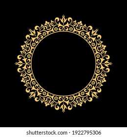 Decorative frame Elegant vector element for design in Eastern style, place for text. Floral golden border. Lace illustration for invitations and greeting cards.