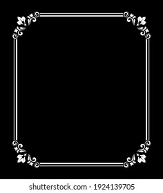 Decorative frame Elegant vector element for design in Eastern style, place for text. Floral black and white border. Lace illustration for invitations and greeting cards
