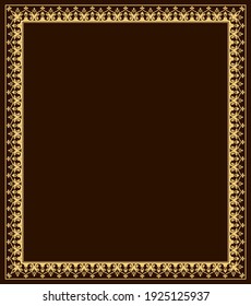 Decorative frame Elegant vector element for design in Eastern style, place for text. Floral golden border. Lace illustration for invitations and greeting cards.