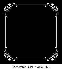 Decorative frame Elegant vector element for design in Eastern style, place for text. Floral white and black border. Lace illustration for invitations and greeting cards