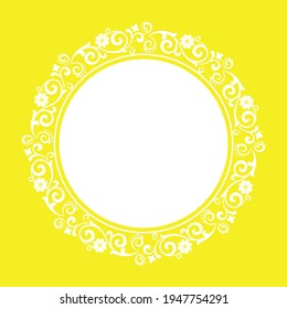 Decorative frame Elegant vector element for design in Eastern style, place for text. Floral yellow border. Lace illustration for invitations and greeting cards