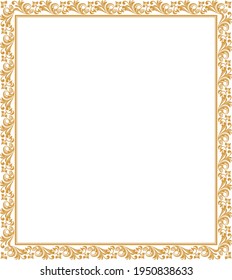 Decorative frame Elegant vector element for design in Eastern style, place for text. Floral golden border. Lace illustration for invitations and greeting cards.
