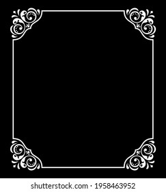 Decorative frame Elegant vector element for design in Eastern style, place for text. Floral black and white border. Lace illustration for invitations and greeting cards