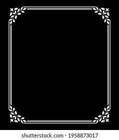 Decorative frame Elegant vector element for design in Eastern style, place for text. Floral black and white border. Lace illustration for invitations and greeting cards