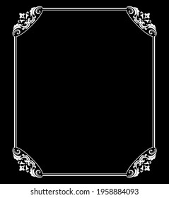 Decorative frame Elegant vector element for design in Eastern style, place for text. Floral black and white border. Lace illustration for invitations and greeting cards
