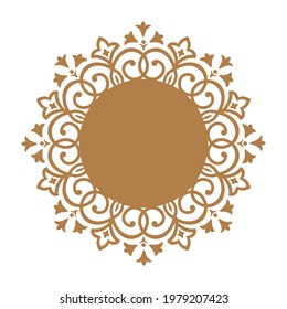 Decorative frame Elegant vector element for design in Eastern style, place for text. Floral brown and white border. Lace illustration for invitations and greeting cards