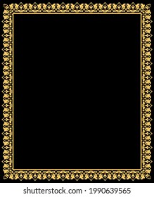 Decorative frame Elegant vector element for design in Eastern style, place for text. Floral golden and black border. Lace illustration for invitations and greeting cards