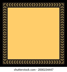 Decorative frame Elegant vector element for design in Eastern style, place for text. Floral golden and black border. Lace illustration for invitations and greeting cards