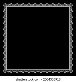 Decorative frame Elegant vector element for design in Eastern style, place for text. Floral black and white border. Lace illustration for invitations and greeting cards
