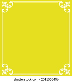 Decorative frame Elegant vector element for design in Eastern style, place for text. Floral yellow and white border. Lace illustration for invitations and greeting cards