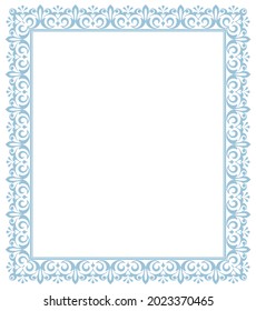 Marco decorativo Elemento vector elegante para el diseño en estilo oriental, lugar para el texto. Borde azul y blanco floral. Ilustración de encaje para invitaciones y tarjetas de felicitación