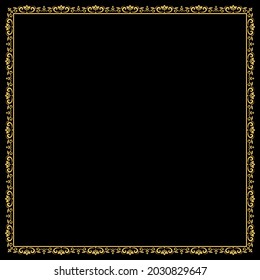 Decorative frame Elegant vector element for design in Eastern style, place for text. Floral golden and black border. Lace illustration for invitations and greeting cards