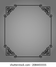 Decorative frame Elegant vector element for design in Eastern style, place for text. Floral black and gray border. Lace illustration for invitations and greeting cards