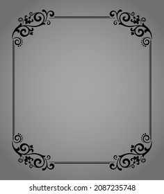Decorative frame Elegant vector element for design in Eastern style, place for text. Floral black and gray border. Lace illustration for invitations and greeting cards
