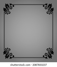 Decorative frame Elegant vector element for design in Eastern style, place for text. Floral black and gray border. Lace illustration for invitations and greeting cards