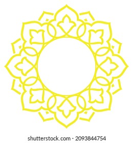 Decorative frame Elegant vector element for design in Eastern style, place for text. Floral yellow and white border. Lace illustration for invitations and greeting cards