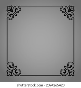Decorative frame Elegant vector element for design in Eastern style, place for text. Floral black and gray border. Lace illustration for invitations and greeting cards