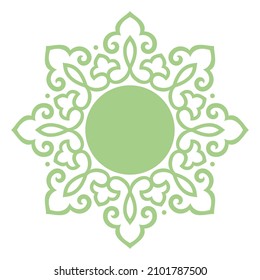 Decorative frame Elegant vector element for design in Eastern style, place for text. Floral green and white border. Lace illustration for invitations and greeting cards