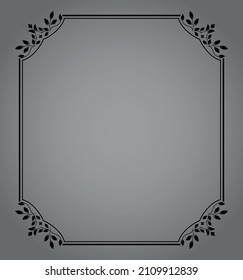 Decorative frame Elegant vector element for design in Eastern style, place for text. Floral black and gray border. Lace illustration for invitations and greeting cards