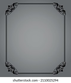 Decorative frame Elegant vector element for design in Eastern style, place for text. Floral black and gray border. Lace illustration for invitations and greeting cards