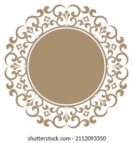 Decorative frame Elegant vector element for design in Eastern style, place for text. Floral beige and white border. Lace illustration for invitations and greeting cards