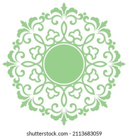 Decorative frame Elegant vector element for design in Eastern style, place for text. Floral green and white border. Lace illustration for invitations and greeting cards