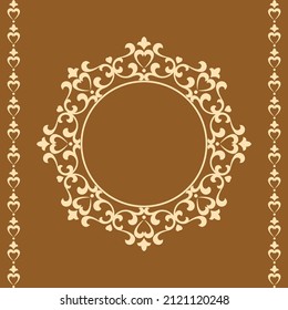 Decorative frame Elegant vector element for design in Eastern style, place for text. Floral golden and brown border. Lace illustration for invitations and greeting cards