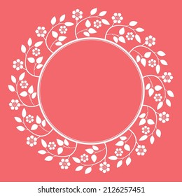 Decorative frame Elegant vector element for design in Eastern style, place for text. Floral pink and white border. Lace illustration for invitations and greeting cards