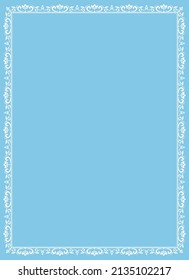 Decorative frame Elegant vector element for design in Eastern style, place for text. Floral blue and white border. Lace illustration for invitations and greeting cards