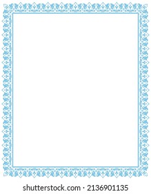 Marco decorativo Elemento vector elegante para el diseño en estilo oriental, lugar para el texto. Borde azul y blanco floral. Ilustración de encaje para invitaciones y tarjetas de felicitación