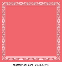 Decorative frame Elegant vector element for design in Eastern style, place for text. Floral pink and white border. Lace illustration for invitations and greeting cards