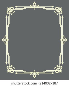 Decorative frame Elegant vector element for design in Eastern style, place for text. Floral gray border. Lace illustration for invitations and greeting cards
