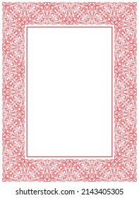 Decorative frame Elegant vector element for design in Eastern style, place for text. Floral pink and white border. Lace illustration for invitations and greeting cards