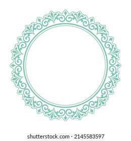 Decorative frame Elegant vector element for design in Eastern style, place for text. Floral green and white border. Lace illustration for invitations and greeting cards