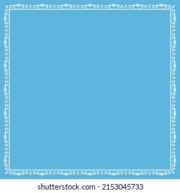 Decorative frame Elegant vector element for design in Eastern style, place for text. Floral blue and white border. Lace illustration for invitations and greeting cards