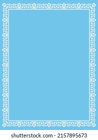 Decorative frame Elegant vector element for design in Eastern style, place for text. Floral blue and white border. Lace illustration for invitations and greeting cards