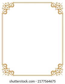 Decorative frame Elegant vector element for design in Eastern style, place for text. Floral golden and white border. Lace illustration for invitations and greeting cards.