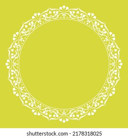Decorative frame Elegant vector element for design in Eastern style, place for text. Floral yellow and white border. Lace illustration for invitations and greeting cards