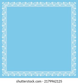Decorative frame Elegant vector element for design in Eastern style, place for text. Floral blue and white border. Lace illustration for invitations and greeting cards