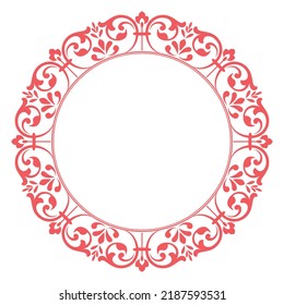 Decorative frame Elegant vector element for design in Eastern style, place for text. Floral pink and white border. Lace illustration for invitations and greeting cards