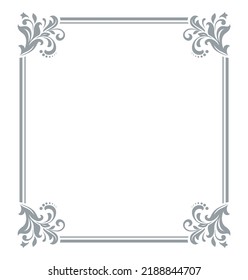 Decorative frame Elegant vector element for design in Eastern style, place for text. Floral gray and white border. Lace illustration for invitations and greeting cards