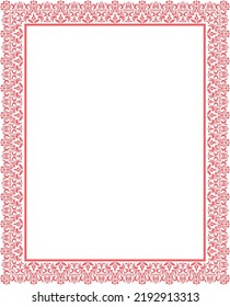 Decorative frame Elegant vector element for design in Eastern style, place for text. Floral pink and white border. Lace illustration for invitations and greeting cards