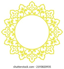 Decorative frame Elegant vector element for design in Eastern style, place for text. Floral yellow and white border. Lace illustration for invitations and greeting cards