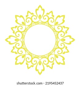 Decorative frame Elegant vector element for design in Eastern style, place for text. Floral yeloow and white border. Lace illustration for invitations and greeting cards